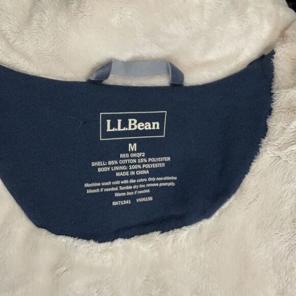 Womens L.L. Bean Blue Fleece Lined Mock Neck Full Zip Pockets Vest Size Medium - Picture 7 of 7